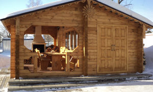 Летняя кухня из бревна для дачи: функциональное сооружение